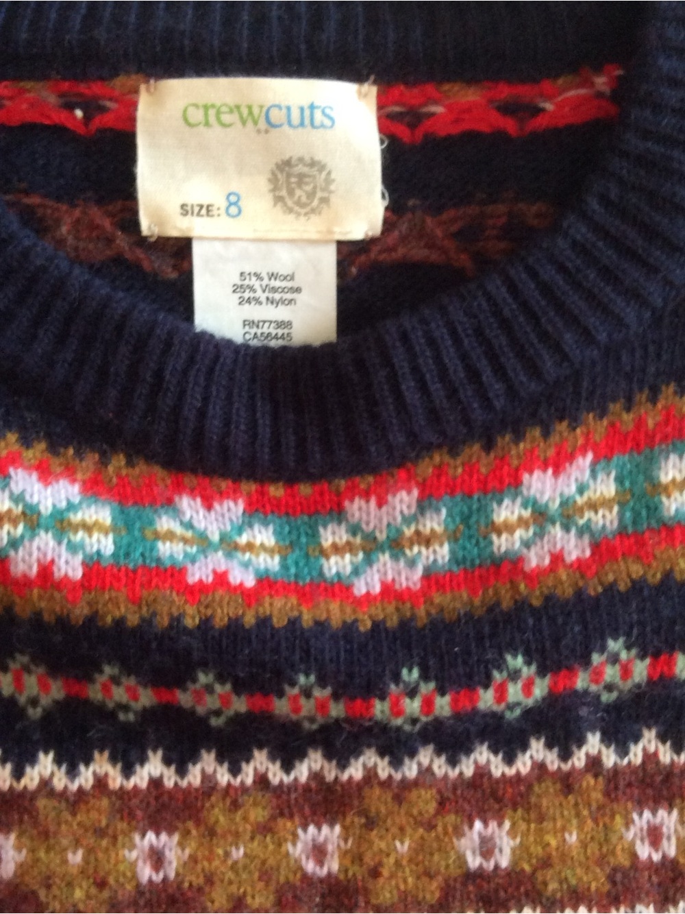 Crewcuts Boys Navy Multicolor Fair Isle Sweater -Size 8 - NWOT - Picture 2 of 5